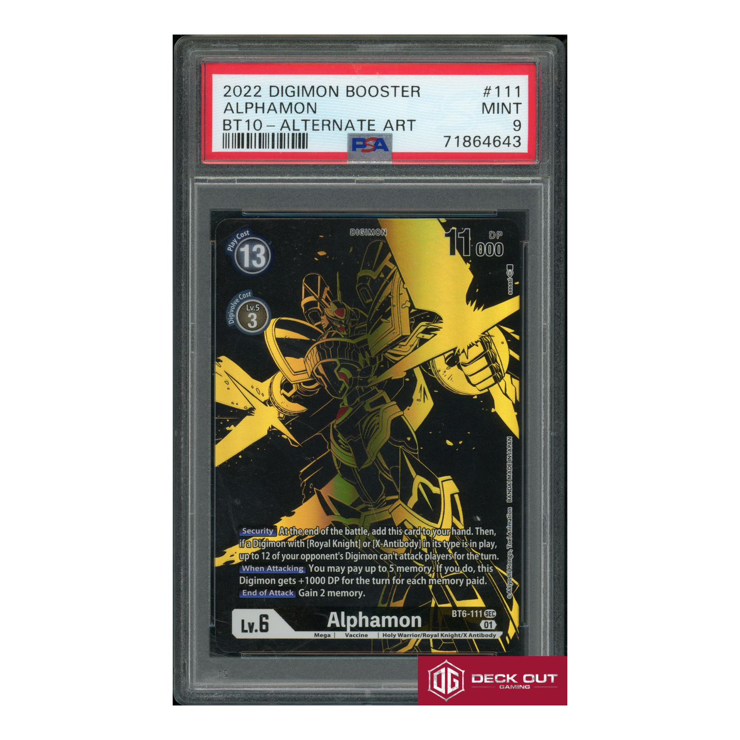 Alphamon (Gold) - BT10: Xros Encounter - 111 - PSA 9 - 71864643