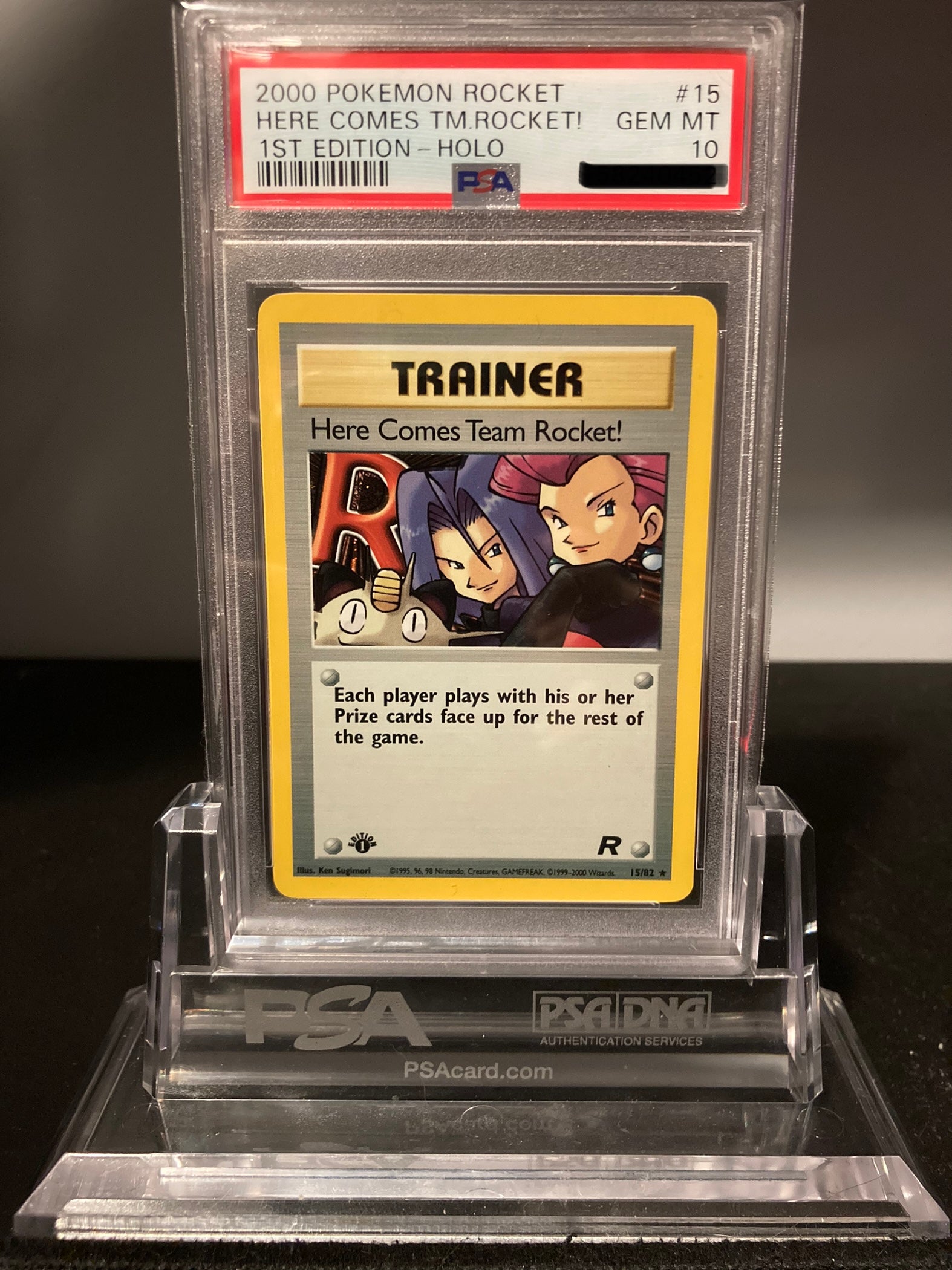 PSA 10 1st store Ed Pokemon Here Comes Team Rocket! 15