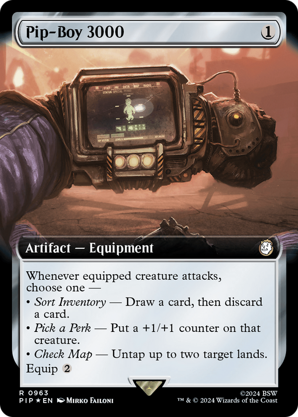 Pip-Boy 3000 (Extended Art) (Surge Foil) (963) [Fallout] foil - Deck Out Gaming