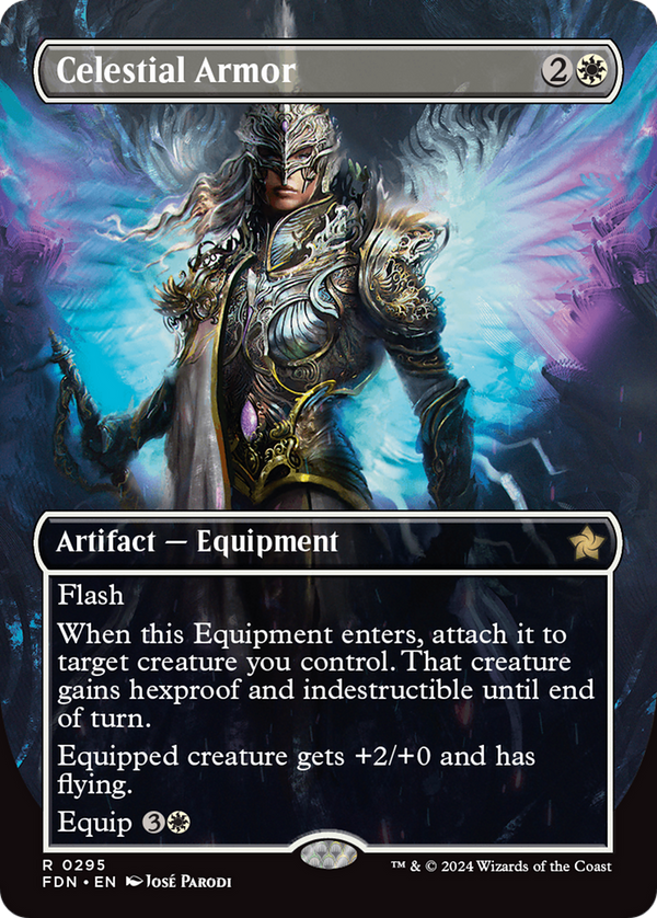 Celestial Armor (Borderless) (295) [Foundations] foil - Deck Out Gaming