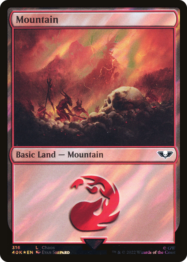 Mountain (316) (Surge Foil) (316) [Warhammer 40,000 Commander] foil - Deck Out Gaming