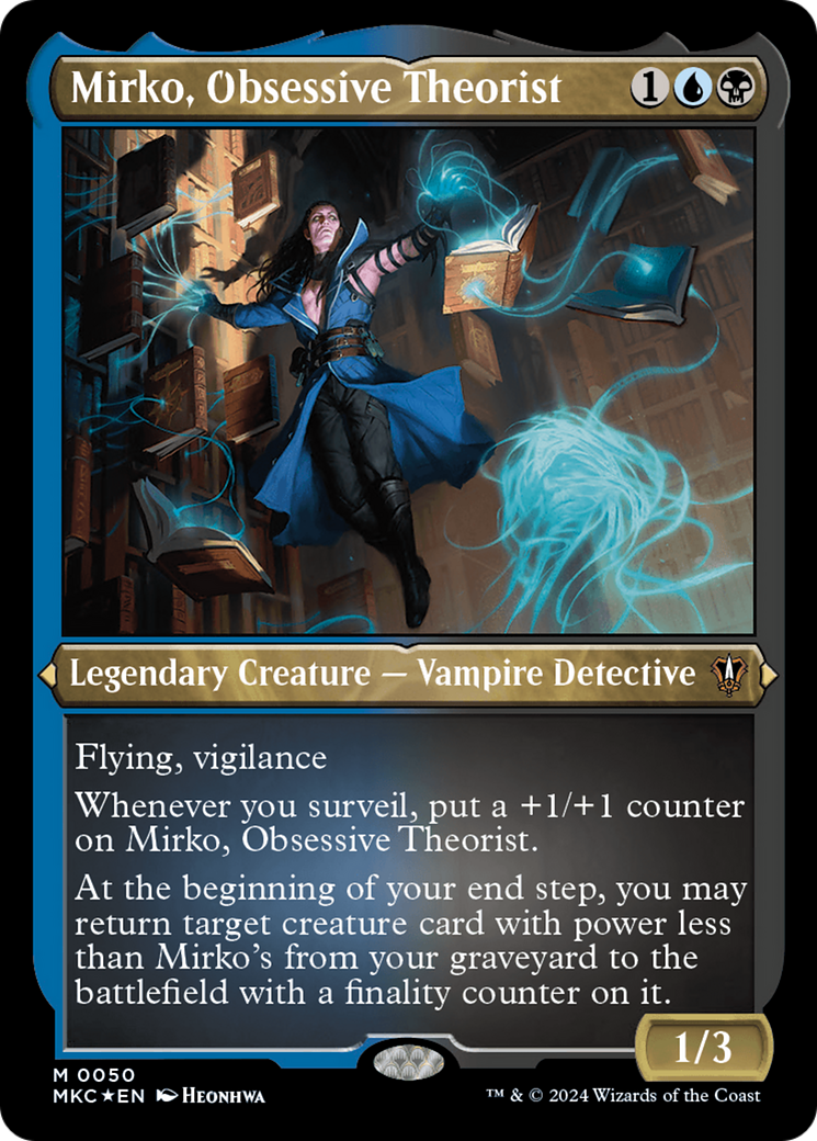 Mirko, Obsessive Theorist (Display Commander) - Thick Stock (50) [Murders at Karlov Manor Commander] foil - Deck Out Gaming