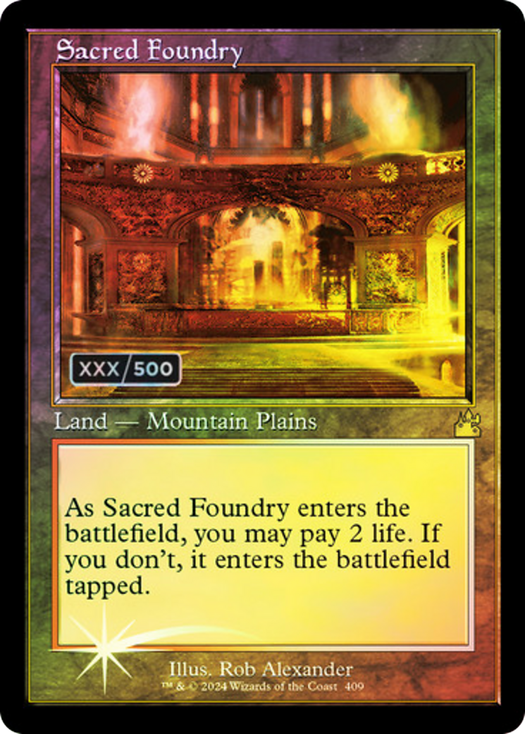 Sacred Foundry (Retro Frame) (Serial Numbered) (409) [Ravnica Remastered] foil - Deck Out Gaming