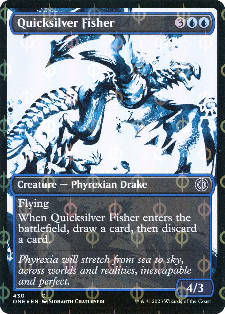 Quicksilver Fisher (Showcase) (Step-and-Compleat Foil) (430) [Phyrexia: All Will Be One] foil - Deck Out Gaming