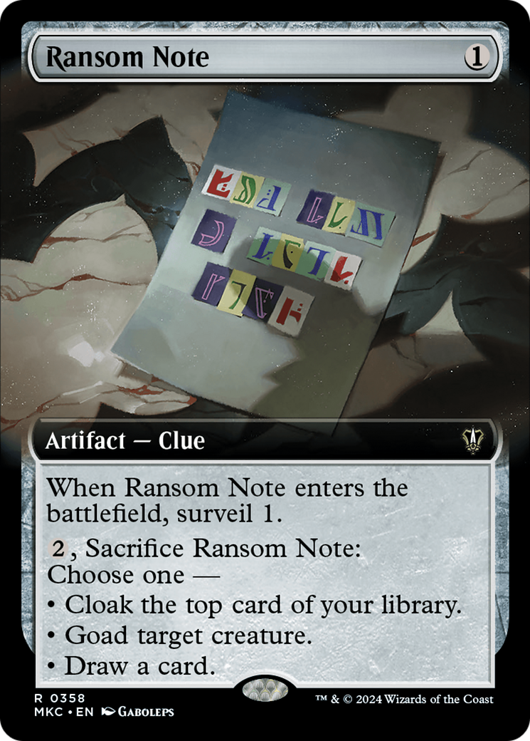 Ransom Note (0358) (Extended Art) (358) [Murders at Karlov Manor Commander] - Deck Out Gaming