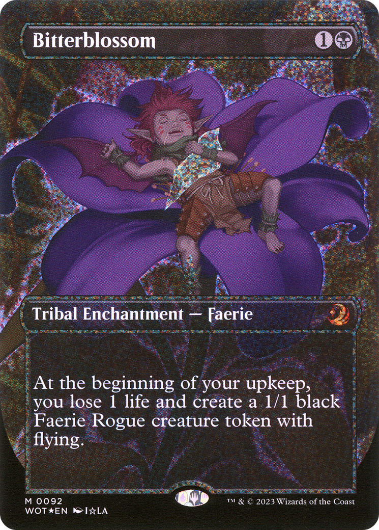 Bitterblossom (Anime Borderless) (Confetti Foil) (92) [Wilds of Eldraine: Enchanting Tales] foil - Deck Out Gaming
