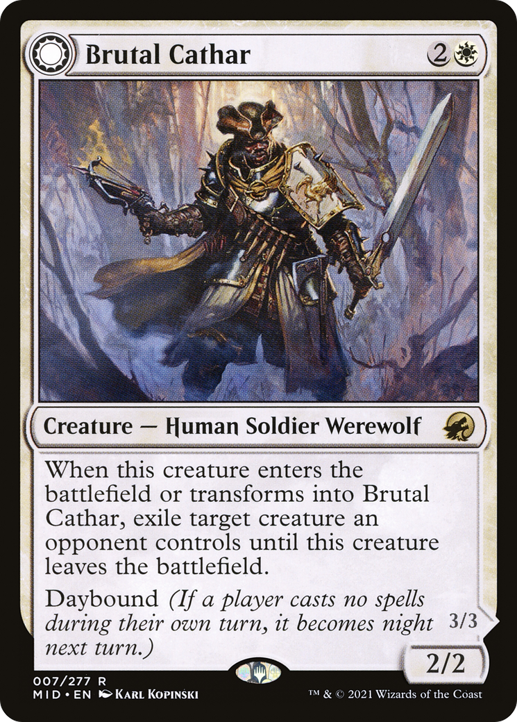 Brutal Cathar // Moonrage Brute (7) [Innistrad: Midnight Hunt] foil - Deck Out Gaming