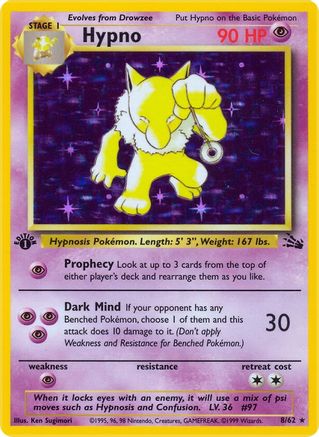 Hypno (8) (8) [Fossil] 1st Edition Holofoil - Deck Out Gaming