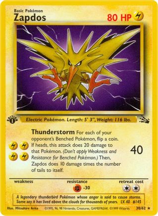 Zapdos (30) [Fossil] 1st Edition - Deck Out Gaming