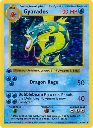 Gyarados (6) [Base Set (Shadowless)] 1st Edition Holofoil - Deck Out Gaming