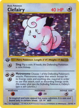 Clefairy (5) [Base Set (Shadowless)] 1st Edition Holofoil - Deck Out Gaming