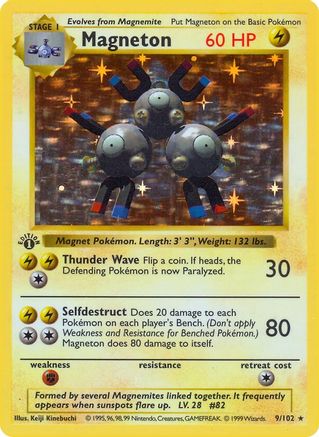 Magneton (9) [Base Set (Shadowless)] 1st Edition Holofoil - Deck Out Gaming