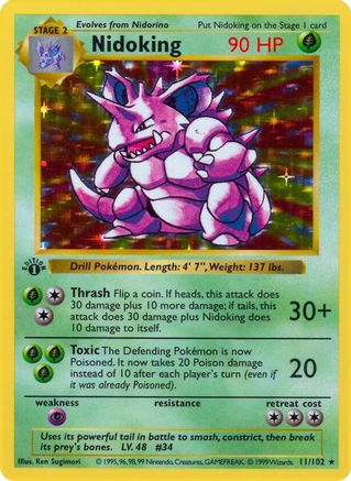 Nidoking (11) [Base Set (Shadowless)] 1st Edition Holofoil - Deck Out Gaming