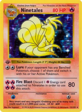 Ninetales (12) [Base Set (Shadowless)] Unlimited Holofoil - Deck Out Gaming