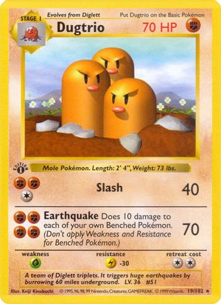 Dugtrio (19) [Base Set (Shadowless)] Unlimited - Deck Out Gaming