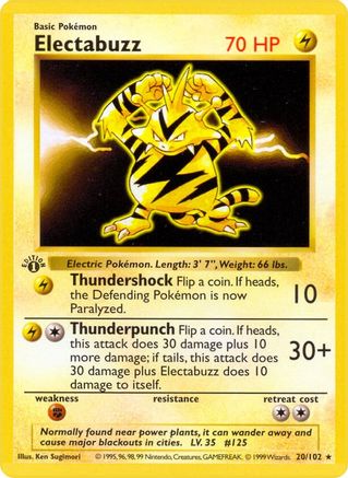 Electabuzz (20) [Base Set (Shadowless)] 1st Edition - Deck Out Gaming