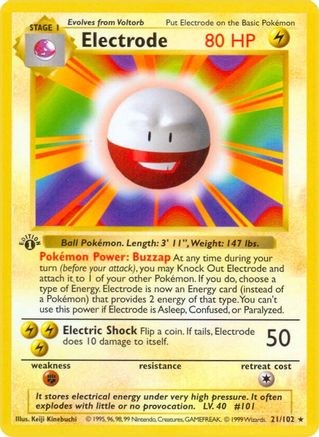 Electrode (21) [Base Set (Shadowless)] 1st Edition - Deck Out Gaming