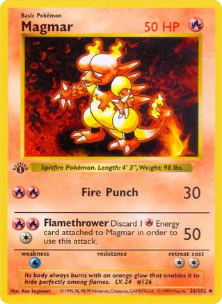 Magmar (36) [Base Set (Shadowless)] 1st Edition - Deck Out Gaming