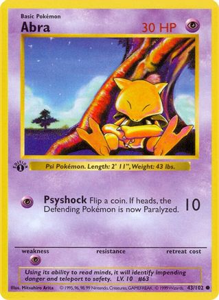 Abra (43) [Base Set (Shadowless)] 1st Edition - Deck Out Gaming