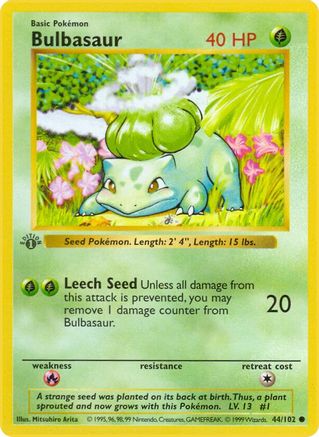 Bulbasaur (44) [Base Set (Shadowless)] 1st Edition - Deck Out Gaming