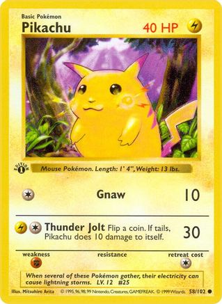 Pikachu (58) [Base Set (Shadowless)] 1st Edition - Deck Out Gaming