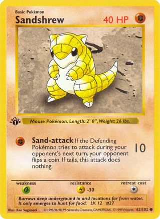 Sandshrew (62) [Base Set (Shadowless)] Unlimited - Deck Out Gaming