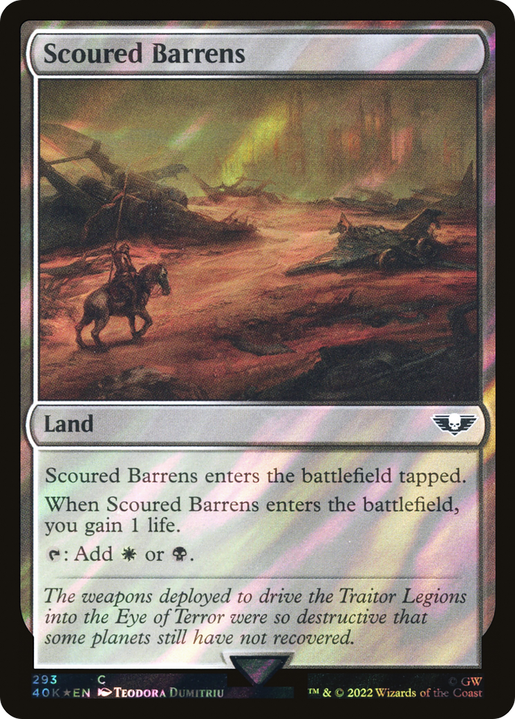 Scoured Barrens (Surge Foil) (293) [Warhammer 40,000 Commander] foil - Deck Out Gaming