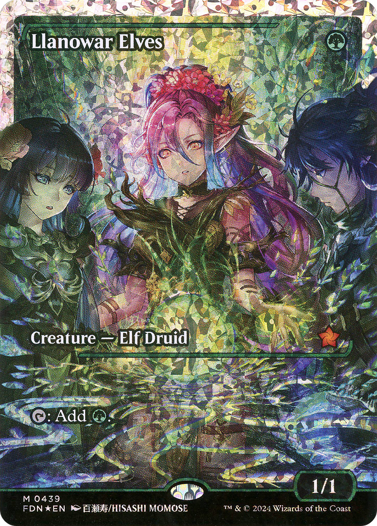 Llanowar Elves (Showcase) (Fracture Foil) (439) [Foundations] foil - Deck Out Gaming