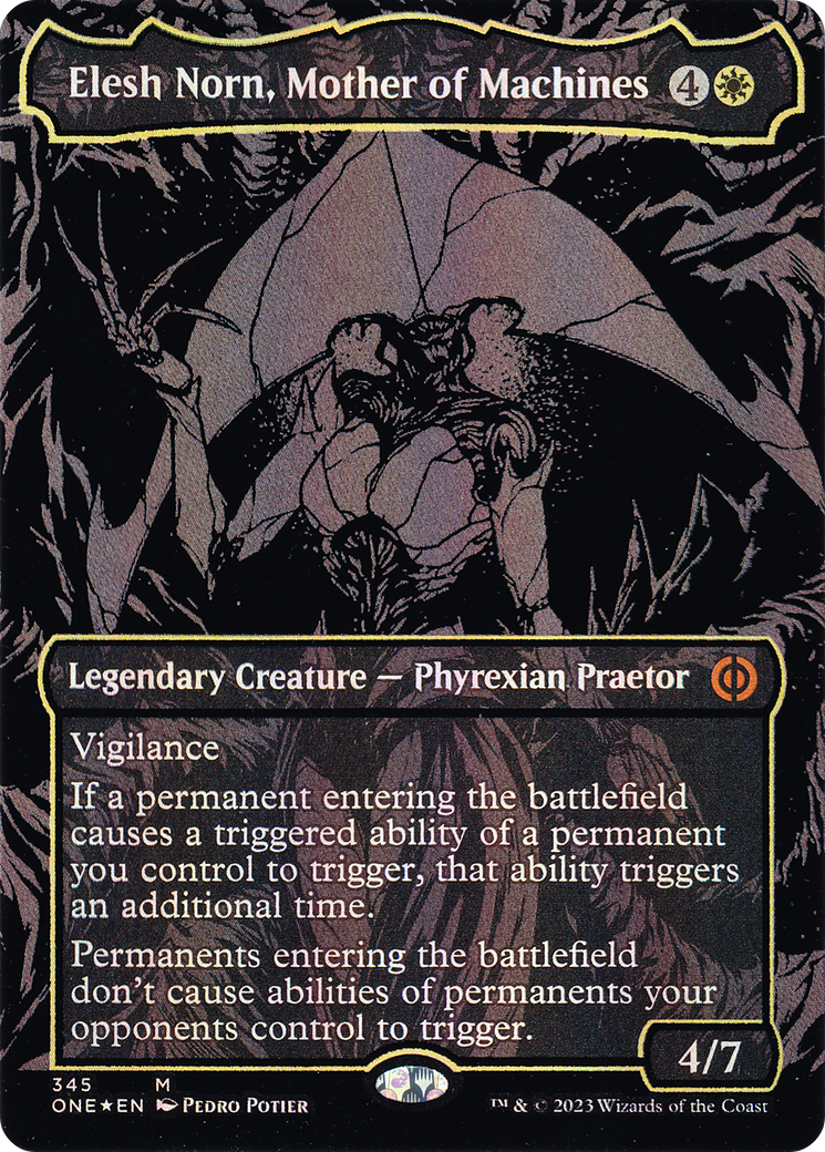 Elesh Norn, Mother of Machines (Oil Slick Raised Foil) (345) [Phyrexia: All Will Be One] foil - Deck Out Gaming