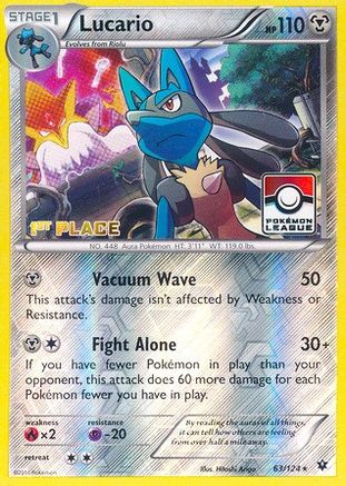 Lucario - 63/124 (Pokemon League) [1st Place] (63) [League & Championship Cards] Reverse Holofoil - Deck Out Gaming