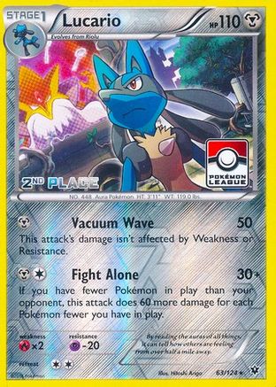 Lucario - 63/124 (Pokemon League) [2nd Place] (63) [League & Championship Cards] Reverse Holofoil - Deck Out Gaming