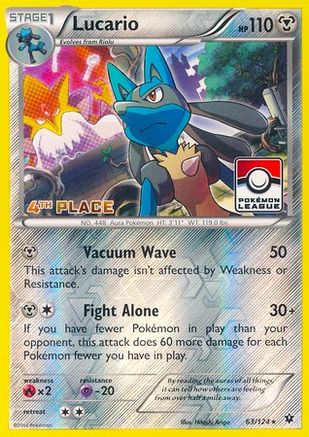 Lucario - 63/124 (Pokemon League) [4th Place] (63) [League & Championship Cards] Reverse Holofoil - Deck Out Gaming
