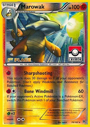 Marowak - 78/162 (Pokemon League) [1st Place] (78) [League & Championship Cards] Reverse Holofoil - Deck Out Gaming