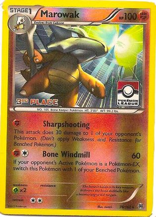 Marowak - 78/162 (Pokemon League) [3rd Place] (78) [League & Championship Cards] Reverse Holofoil - Deck Out Gaming