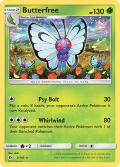 Butterfree (3) [SM Base Set] Reverse Holofoil - Deck Out Gaming