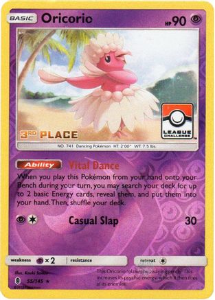 Oricorio - 55/145 (League Challenge) [3rd Place] (55) [League & Championship Cards] Reverse Holofoil - Deck Out Gaming