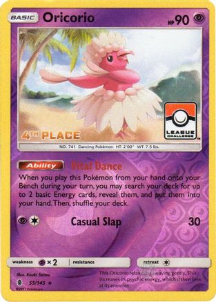 Oricorio - 55/145 (League Challenge) [4th Place] (55) [League & Championship Cards] Reverse Holofoil - Deck Out Gaming