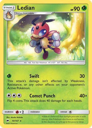Ledian (10) [SM - Burning Shadows] Reverse Holofoil - Deck Out Gaming