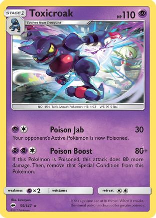 Toxicroak (55) [SM - Burning Shadows] Reverse Holofoil - Deck Out Gaming