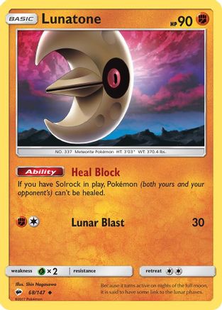 Lunatone (68) [SM - Burning Shadows] Reverse Holofoil - Deck Out Gaming