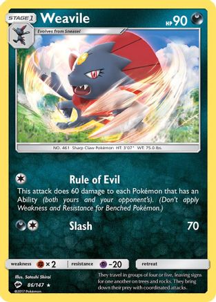 Weavile (86) [SM - Burning Shadows] Reverse Holofoil - Deck Out Gaming