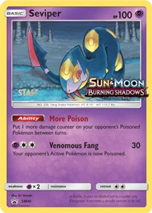 Seviper (Staff Prerelease Promo) [SM Black Star Promos] - Deck Out Gaming