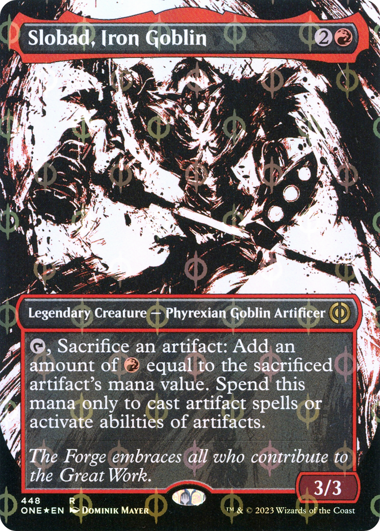 Slobad, Iron Goblin (Showcase) (Step-and-Compleat Foil) (448) [Phyrexia: All Will Be One] foil - Deck Out Gaming