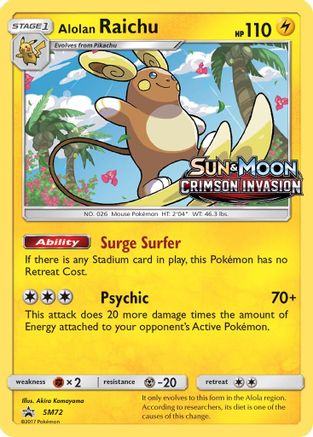 Alolan Raichu - SM72 (Prerelease) (SM72) [SM Promos] Holofoil - Deck Out Gaming