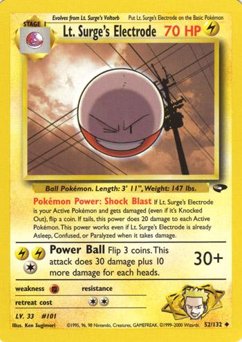 Lt. Surge's Electrode (52) [Gym Challenge] Unlimited - Deck Out Gaming