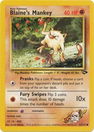 Blaine's Mankey (63) [Gym Challenge] Unlimited - Deck Out Gaming