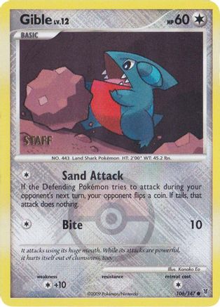 Gible - 106/147 (Championship Promo) [Staff] (106) [League & Championship Cards] Reverse Holofoil - Deck Out Gaming