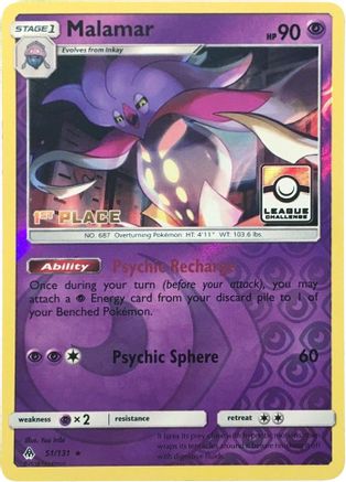 Malamar - 51/131 (League Challenge) [1st Place] (51) [League & Championship Cards] Reverse Holofoil - Deck Out Gaming