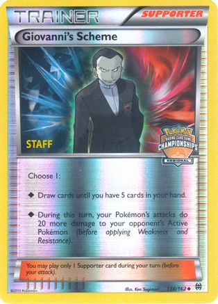 Giovanni's Scheme - 138/162 (Regional Championships) [Staff] (138) [League & Championship Cards] Reverse Holofoil - Deck Out Gaming
