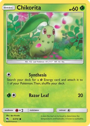 Chikorita (5) (5) [SM - Lost Thunder] Reverse Holofoil - Deck Out Gaming